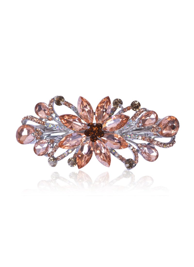 Sankuwen Flower Luxury Jewelry Design Hairpin Rhinestone Hair Barrette ClipAlso Perfect Mothers Day Gifts for MomOrange 