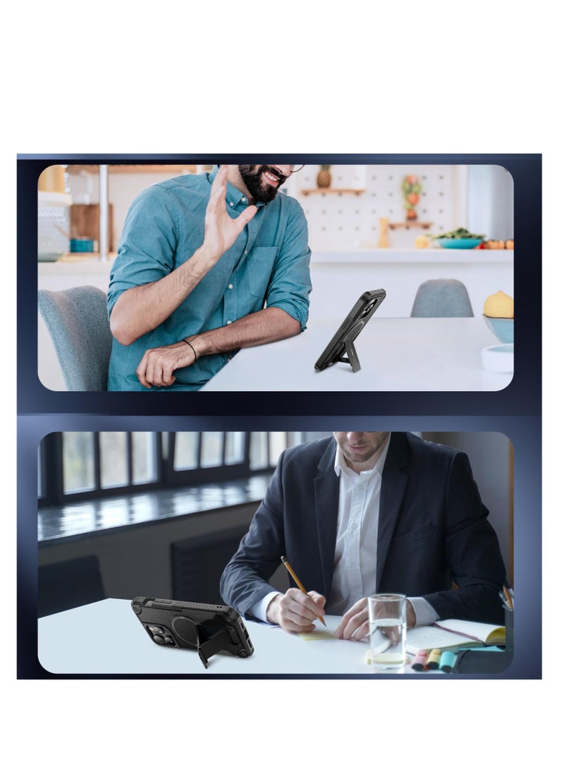 iPhone 15 Pro Max Case - Soft TPU Shockproof Protective Cover with Magnetic Kickstand, Sleek Black Design for Ultimate Protection and Convenience - Image 5