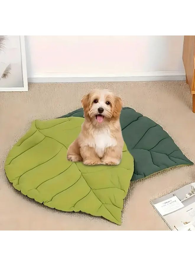 Leaves 2 Pieces Cat Dog Bed Mats Soft Washable Non Slip Pet Cushions With Geometric Pattern Durable Polyester For All Season Comfort Indoor Outdoor Use Easy Clean Design For Cats Small Dogs - Image 2