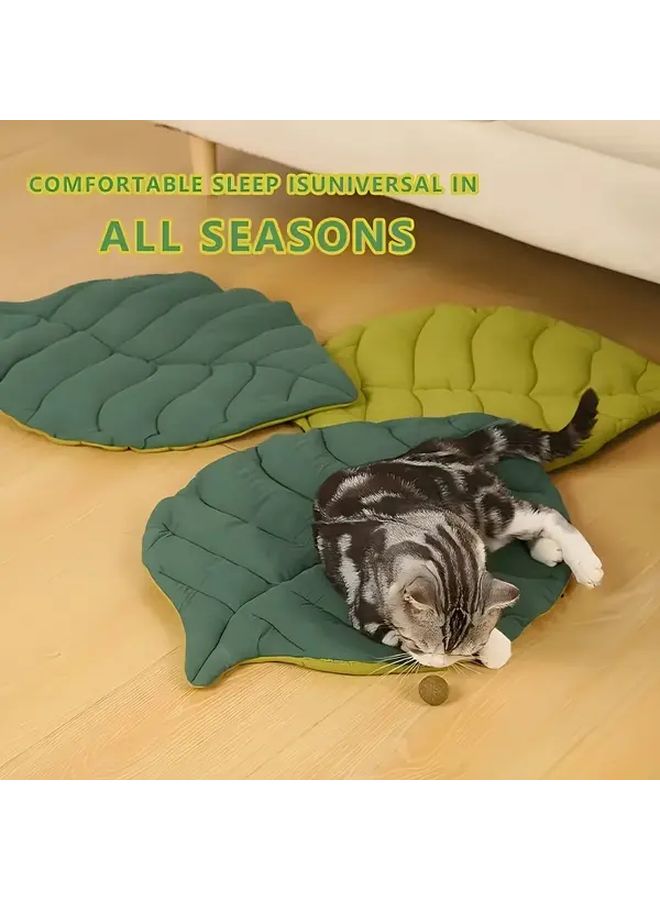 Leaves 2 Pieces Cat Dog Bed Mats Soft Washable Non Slip Pet Cushions With Geometric Pattern Durable Polyester For All Season Comfort Indoor Outdoor Use Easy Clean Design For Cats Small Dogs - Image 1