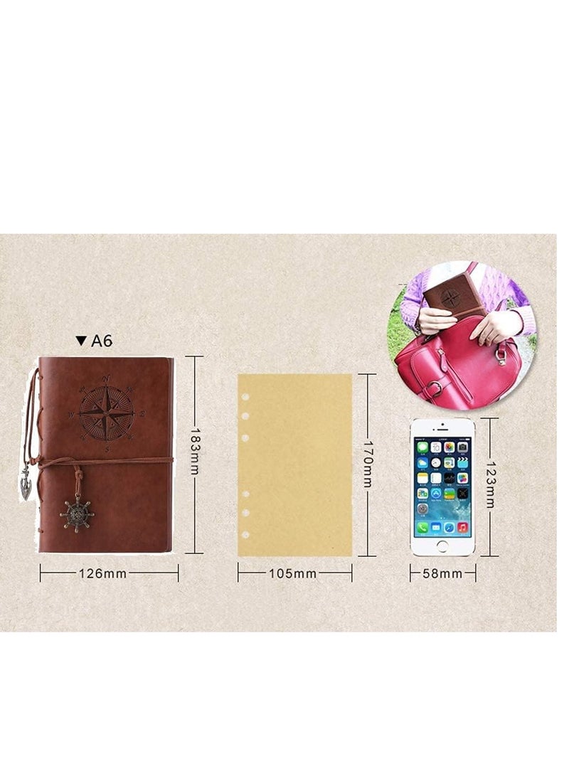 Leather Notebook, Vintage Refillable Writing Journal, Classic Embossed Travel Journal Diary, Spiral Bound Notepad Travel Diary, Easy to Store, Used for Write in for Women Men - Image 2