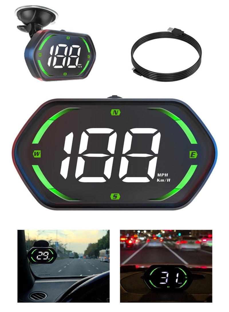 رايهونغ عرض أمامي للسيارات (HUD) مع سرعة أميال/كلم، عداد سرعة GPS، تنبيه تجاوز السرعة، إنذار التعب، خط إضاءة كبير، تشغيل مباشر عبر USB، سطوع تلقائي - يناسب جميع المركبات (أخضر) - Image 1