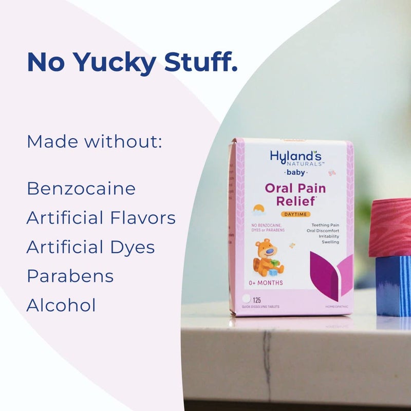 Hyland's أقراص هايلاندز للأطفال لتهدئة النهار مع البابونج، تخفيف طبيعي من عدم الراحة الفموية، والتهيج، والتورم، حتى 62 جرعة (عبوة من 1، 125 عدد إجمالي)  - Image 3