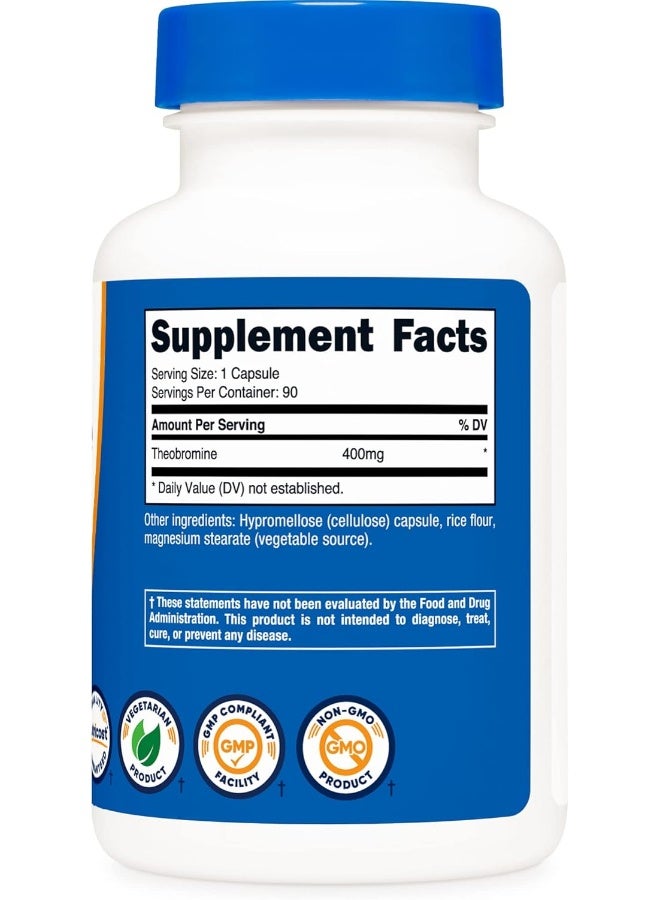 Nutricost Theobromine 400mg, 90 Vegetarian Capsules - Gluten Free, Non-GMO - Image 4