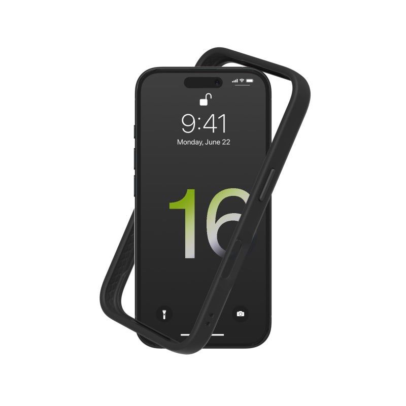 RhinoShield Bumper Case Compatible with [iPhone 16] | CrashGuard - Shock Absorbent Slim Design Protective Cover 3.5M / 11ft Drop Protection - Black - Image 1