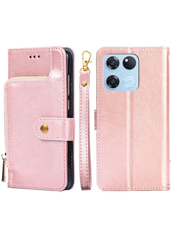 HuHa - Case Cover For For OnePlus Ace Racing Zipper Bag PU + TPU Horizontal Flip Leather Case(Rose Gold) - Image 1