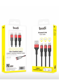 budi 3 in 1 Powerline Fast Charge Cable,1.2m, 162T3  - Image 3