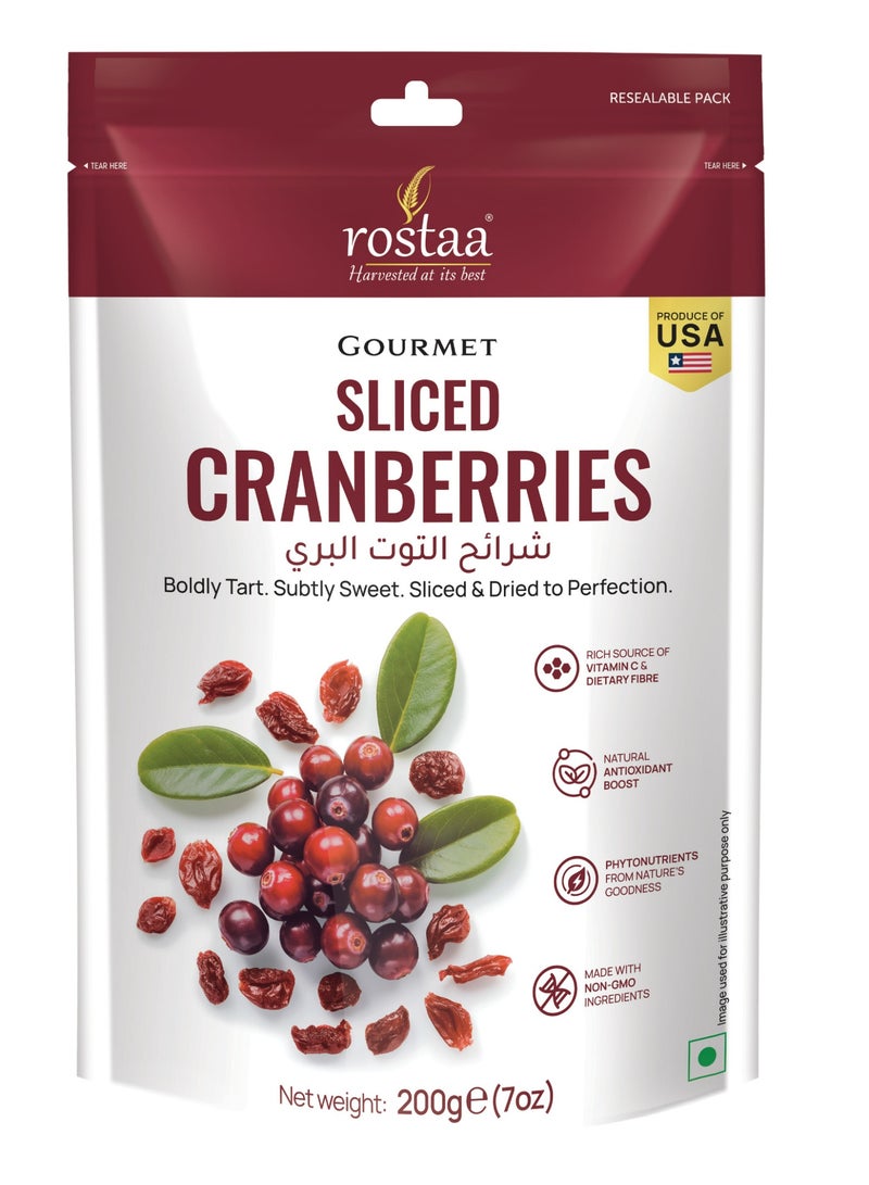 Rostaa Sliced Cranberries 200g – Sweet & Tangy Dried Fruit for Snacking & Baking - Image 1