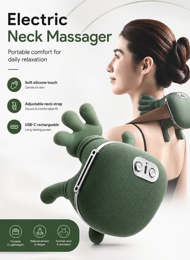 TaqwaMart Electric Neck and Shoulder Massager with Heating, Portable Hand Shoulder Neck Massager for Neck, Shoulder, Waist and Lower Abdomen Relaxation, Compact Lightweight Massage Device for Home Office Travel - Image 1