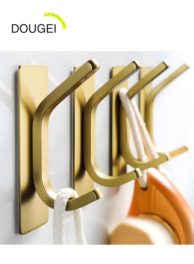 دوغي 4 حزم من خطاطيف المناشف، خطاطيف من الذهب المصقول، خطاطيف حائط من الفولاذ المقاوم للصدأ لشنق الروب والإسفنجات في الحمام وغرفة النوم - Image 1