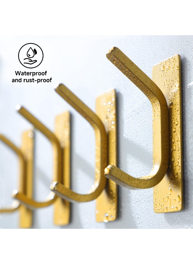 دوغي 4 حزم من خطاطيف المناشف، خطاطيف من الذهب المصقول، خطاطيف حائط من الفولاذ المقاوم للصدأ لشنق الروب والإسفنجات في الحمام وغرفة النوم - Image 3