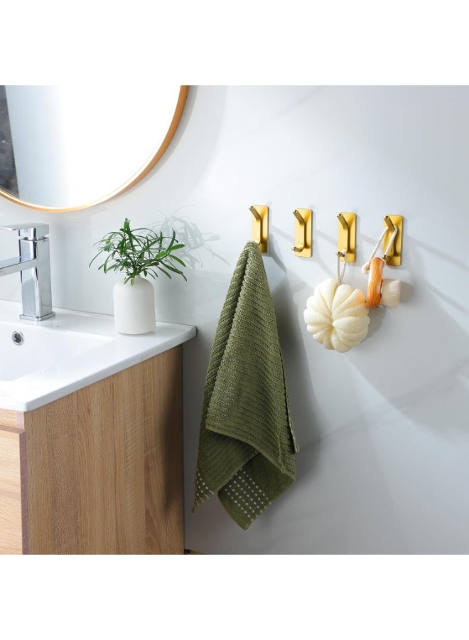 دوغي 4 حزم من خطاطيف المناشف، خطاطيف من الذهب المصقول، خطاطيف حائط من الفولاذ المقاوم للصدأ لشنق الروب والإسفنجات في الحمام وغرفة النوم - Image 2