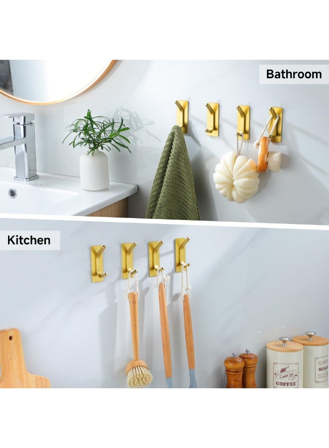 دوغي 4 حزم من خطاطيف المناشف، خطاطيف من الذهب المصقول، خطاطيف حائط من الفولاذ المقاوم للصدأ لشنق الروب والإسفنجات في الحمام وغرفة النوم - Image 5