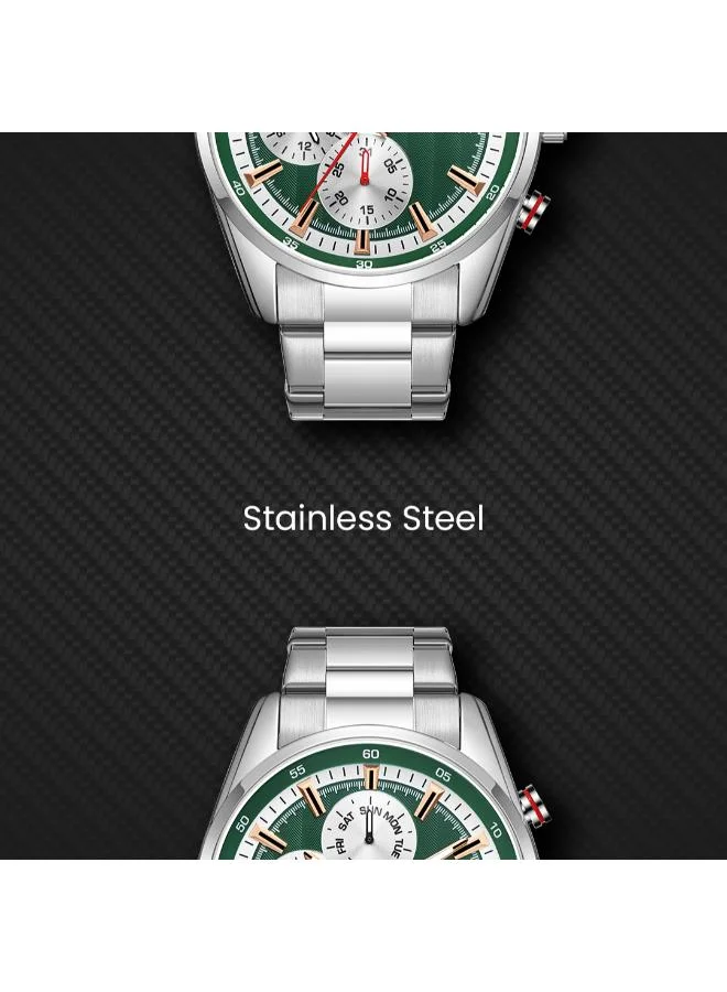 Kenneth Scott Green Kenneth Scott Men's Watch, Analog Display and Stainless Steel Strap - K24117-SBSH, Silver for Men | Best Price UAE