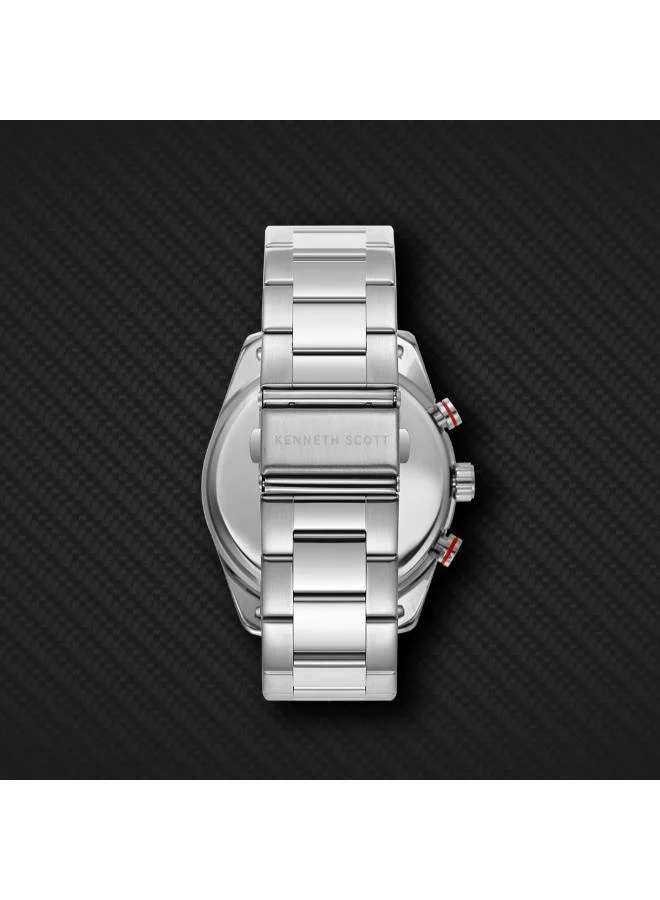 Kenneth Scott Green Kenneth Scott Men's Watch, Analog Display and Stainless Steel Strap - K24117-SBSH, Silver for Men | Best Price UAE
