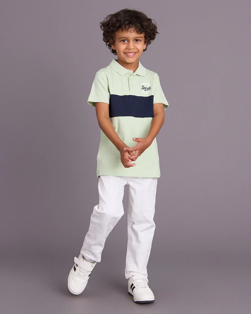 Redtag Boys Green Short Sleeves Polo Shirt