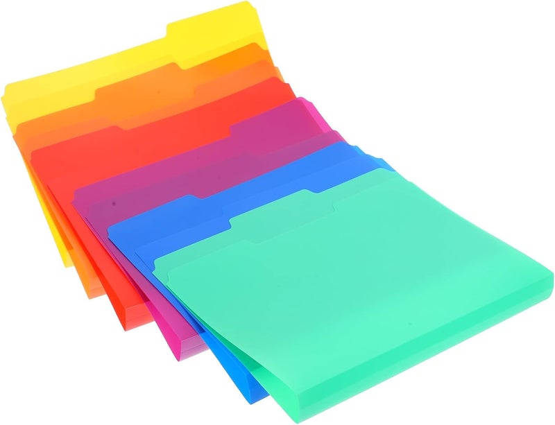 NUOBESTY 6pcs A4 Plastic Pocket File Folders Colored Document Storage Organizers Expanding Office Filing Folder Set for School and Work - Image 1