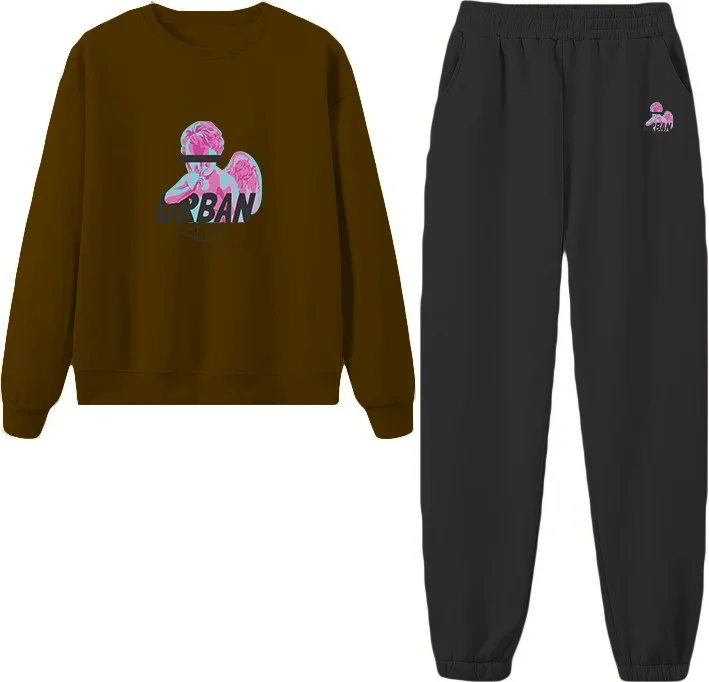 DogFish Tracksuit Oversize USA Printed Tracksuit,lover,couple Combination Gray