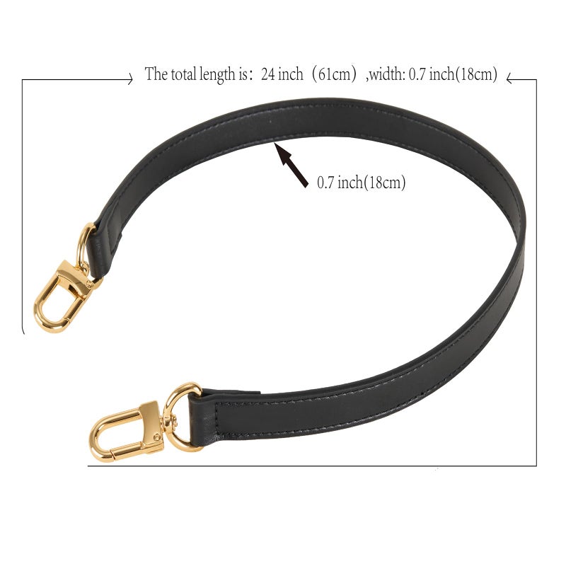 RICLVS Vachetta Leather Replacement Bags Wide Strap Shoulder Short Brown Straps for Speedy Graceful pochette Diane or Handbag (Black) - Image 5