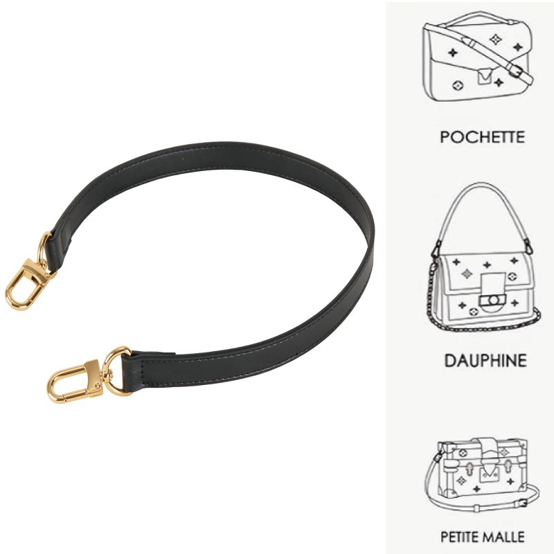 RICLVS Vachetta Leather Replacement Bags Wide Strap Shoulder Short Brown Straps for Speedy Graceful pochette Diane or Handbag (Black) - Image 4