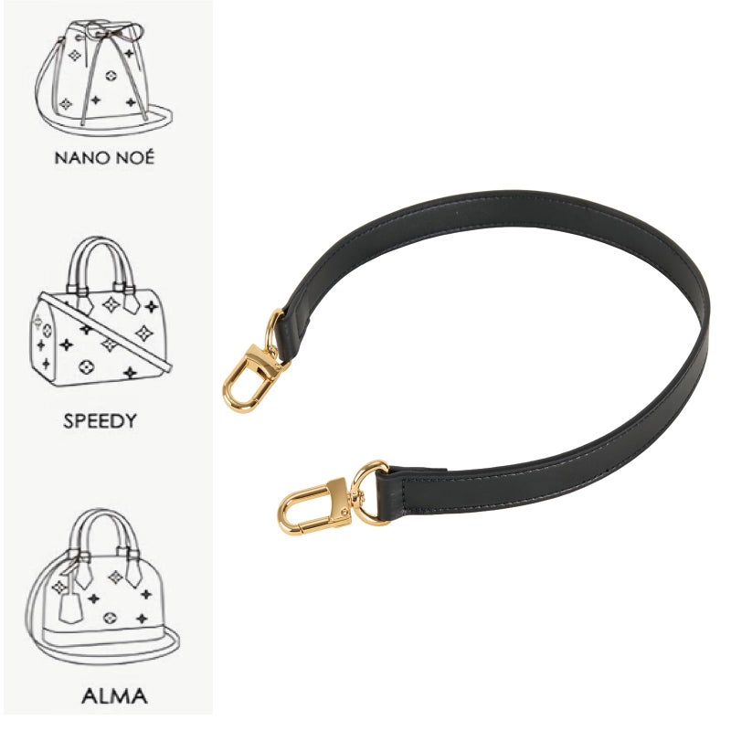 RICLVS Vachetta Leather Replacement Bags Wide Strap Shoulder Short Brown Straps for Speedy Graceful pochette Diane or Handbag (Black) - Image 3