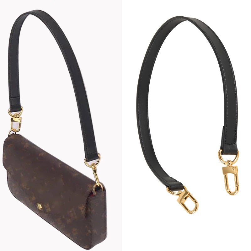 RICLVS Vachetta Leather Replacement Bags Wide Strap Shoulder Short Brown Straps for Speedy Graceful pochette Diane or Handbag (Black) - Image 2