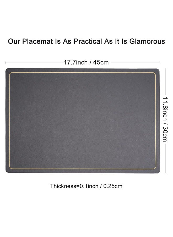 DUNISO 6 Pcs Placemat,Waterproof Wipeable PU Leather Place Mats Indoor, Washable Kitchen Table Mats for Party Home Décor,Grey  - Image 4