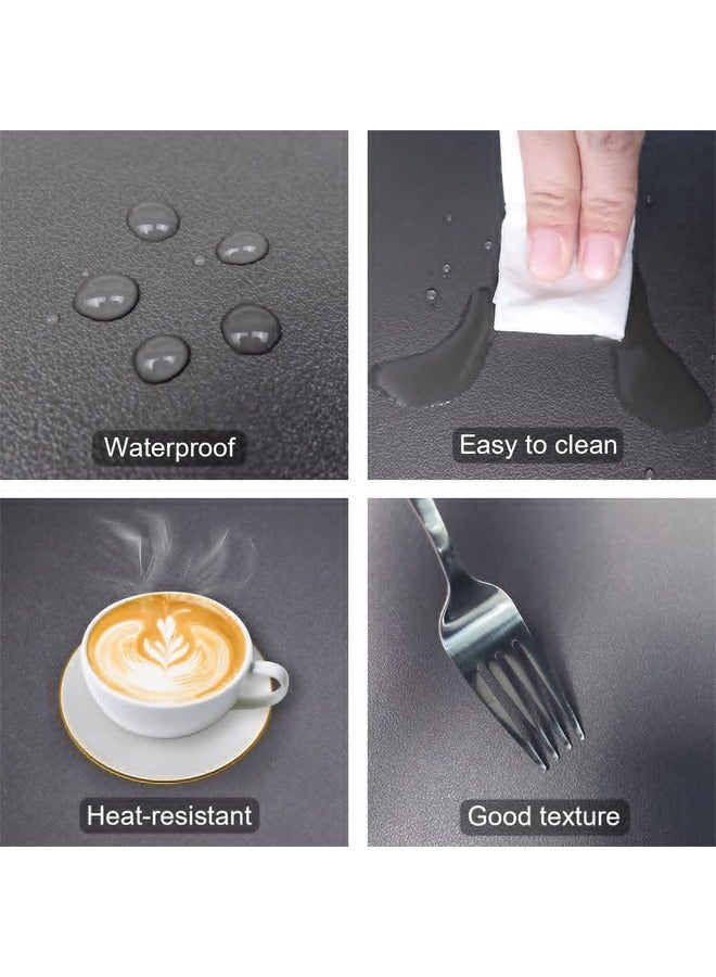 DUNISO 6 Pcs Placemat,Waterproof Wipeable PU Leather Place Mats Indoor, Washable Kitchen Table Mats for Party Home Décor,Grey  - Image 3