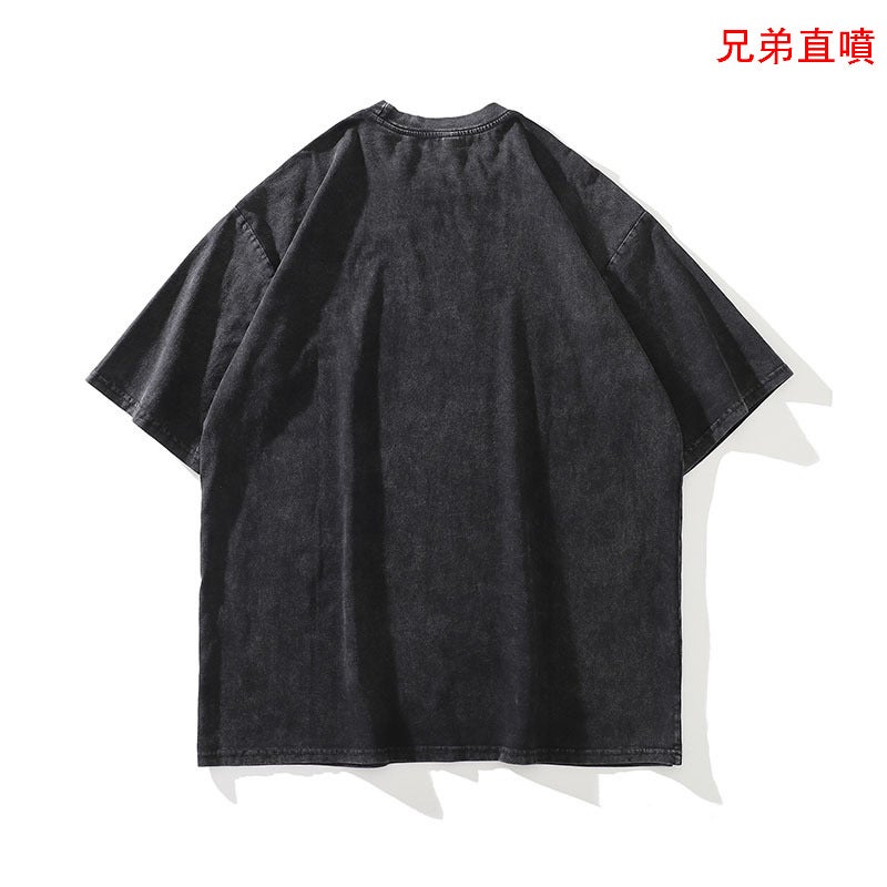 TKPA high street direct injection Doberman printed washed old short sleeve T-shirt men's and women's American style retro fashion brand half sleeve tee - Image 5