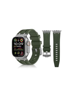 Watch Compatible with Apple Watch Ultra 2 Band 49mm Men's Outdoor Sports Bands for iWatch Ultra 2/Ultra Series 9 8, Silicone Band with Oiled Stainless Steel Adapter Green  - Image 1