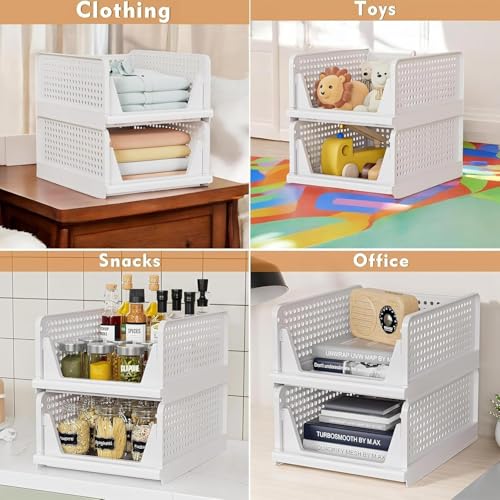 VERAT 3 Pieces Storage and Organisers/Wardrobe Organizer Storage/Plastic Wardrobe/Cloth Adjustable for Foldable/Clothes Organizer Foldable Shirt/Almirah/Cupboard/Cupboard Stackbale Clothes(White) - Image 3