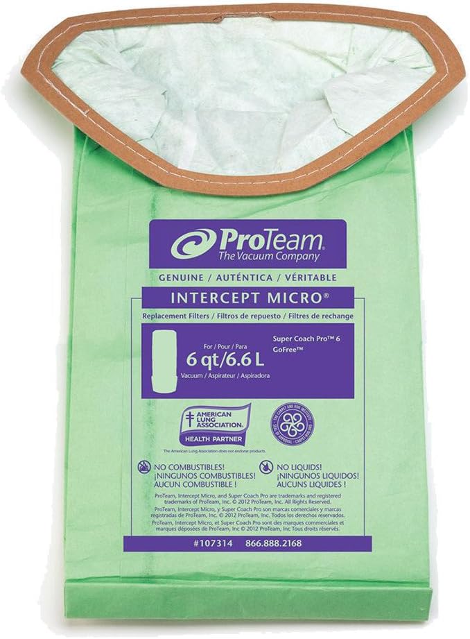 Zoom Supply Proteam 107314 Vacum Bags IndustrialGrade Proteam SuperCoach Vacum Bags SuperCoach Pro 6 Vacum Bag Filters  Trap Dangerous Airborne Invisible Partciulates