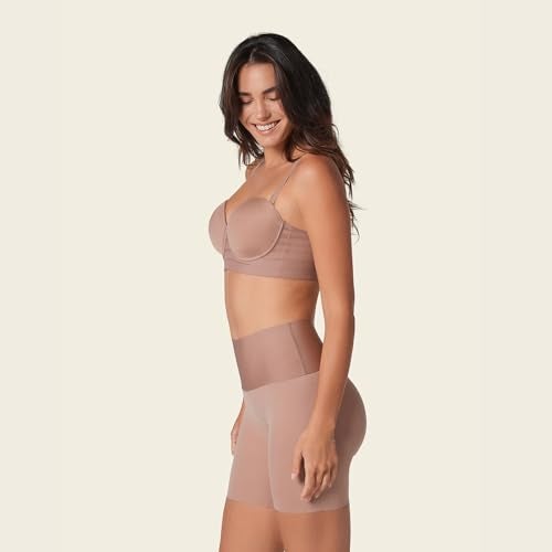 Leonisa Stay-in-Place Seamless Shaper Shorts for Women - High Waisted Shapewear Tummy Control - Anti-chafing Slip Shorts Brown - Image 5