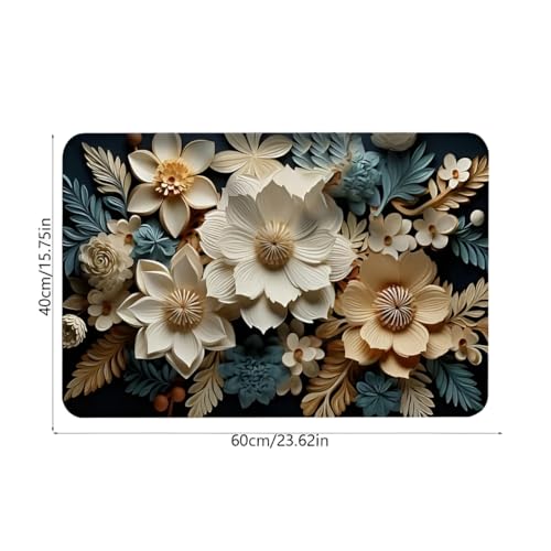 Arviz 3D Floral Printed Doormat for Home Entrance, Soft Quick Dry Water Absorbent Mat, Anti-Skid Rectangular Mat for Door, Bathroom, Balcony & Living Room (58 * 38cm) - Image 2