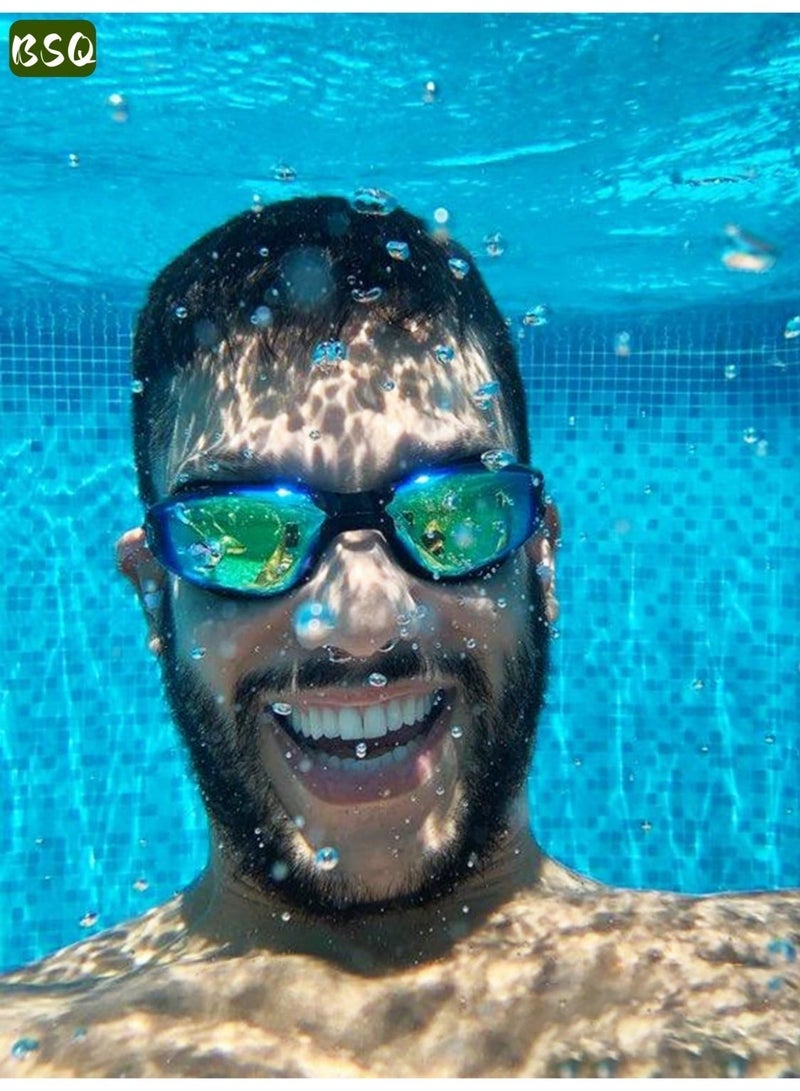 BSQ 5-in-1 Anti-Fog Swim Goggle Set | Includes Swim Cap, Earplugs, Nose Clip, Waterproof Pouch, and Leak-Proof Goggles | Waterproof Swim Goggles | Effective UV Protection | Crystal-Clear Vision | 180° Panoramic View | Unisex - Image 4