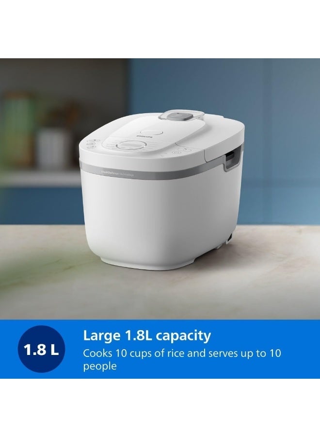 فيليبس 3000 Series HD4717/30 - Digital Rice Cooker, 1.8L capacity, FreshDefense Tech, 48H Keep Warm, 16 Cooking Menus, Smart 3D Heating, Non-Stick Coating, Fluffy Rice Every Time 1.8 L 936 W HD4717/30 White - Image 5