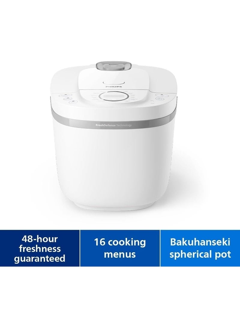 فيليبس 3000 Series HD4717/30 - Digital Rice Cooker, 1.8L capacity, FreshDefense Tech, 48H Keep Warm, 16 Cooking Menus, Smart 3D Heating, Non-Stick Coating, Fluffy Rice Every Time 1.8 L 936 W HD4717/30 White - Image 3