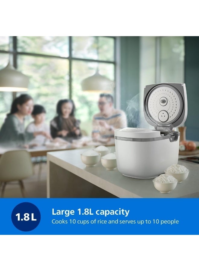 فيليبس 3000 Series HD4717/30 - Digital Rice Cooker, 1.8L capacity, FreshDefense Tech, 48H Keep Warm, 16 Cooking Menus, Smart 3D Heating, Non-Stick Coating, Fluffy Rice Every Time 1.8 L 936 W HD4717/30 White - Image 4