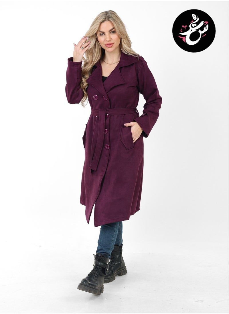 Setr - Suede Trench Padded Coat - - Image 1