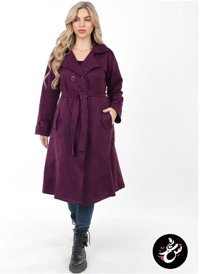 Setr - Suede Trench Padded Coat - - Image 1