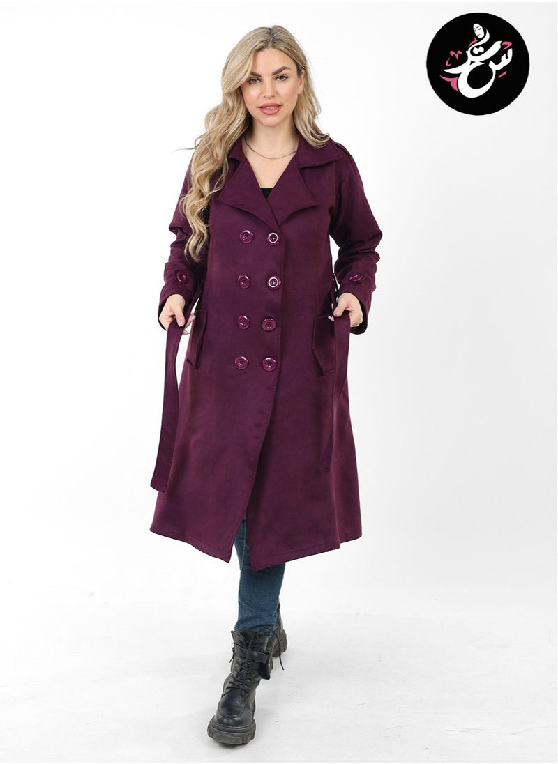 Setr - Suede Trench Padded Coat - - Image 1