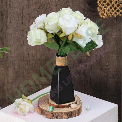 HOMEVERSE 12pcs Artificial Rose Fake Silk Plants Wedding Valentines Birthday Anniversary Christmas Mothers Day (White-12pcs) - Image 2