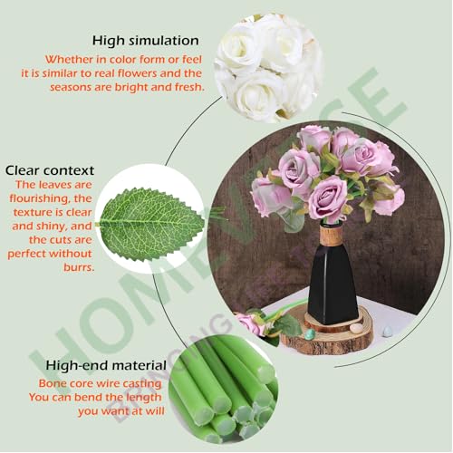 HOMEVERSE 12pcs Artificial Rose Fake Silk Plants Wedding Valentines Birthday Anniversary Christmas Mothers Day (White-12pcs) - Image 5