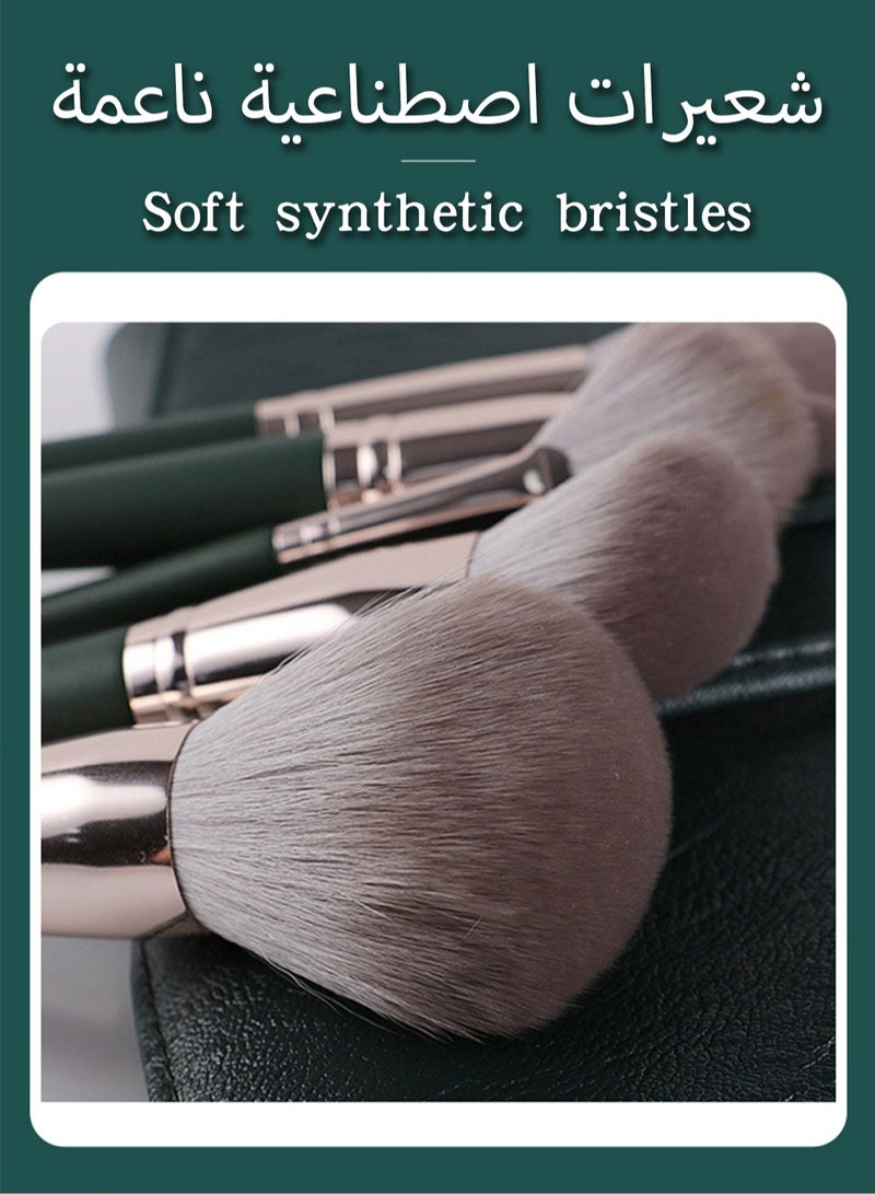 l&wen 14Pcs Makeup Brushes Set with Bucket, Includes Eyeshadow Powder Foundation Concealer Brush, High Quality Makeup Brushes Kit for Eye Cheek Lip- Green - Image 3