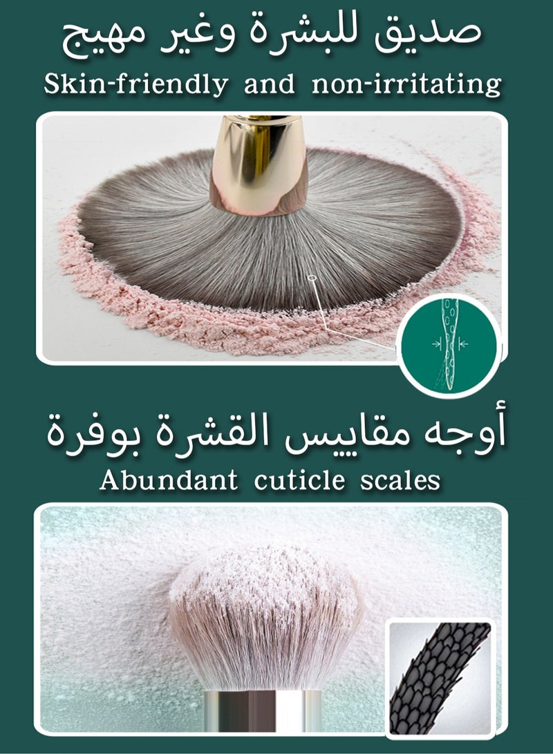 l&wen 14Pcs Makeup Brushes Set with Bucket, Includes Eyeshadow Powder Foundation Concealer Brush, High Quality Makeup Brushes Kit for Eye Cheek Lip- Green - Image 4