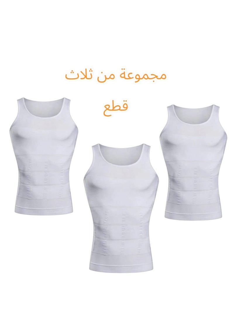 Set of 3 Pieces of Elastic Compression Garments to Tighten and Tone the Abdomen and Back Area, White Color - Image 2