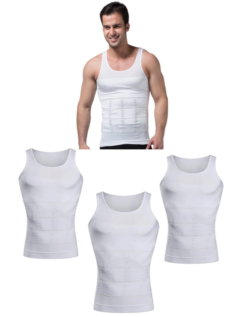 Set of 3 Pieces of Elastic Compression Garments to Tighten and Tone the Abdomen and Back Area, White Color - Image 1