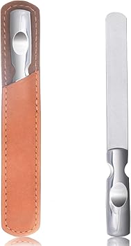 Jaimela Stainless Steel Nail File Nail File Manicure Tools with Antiskid Handle and Leather Case Stainless Steel Nail Care Manicure Tool Accessories for Men Woman - Image 1