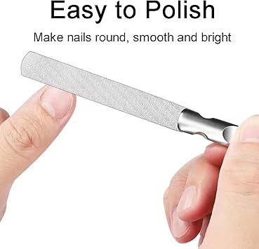 Jaimela Stainless Steel Nail File Nail File Manicure Tools with Antiskid Handle and Leather Case Stainless Steel Nail Care Manicure Tool Accessories for Men Woman - Image 5