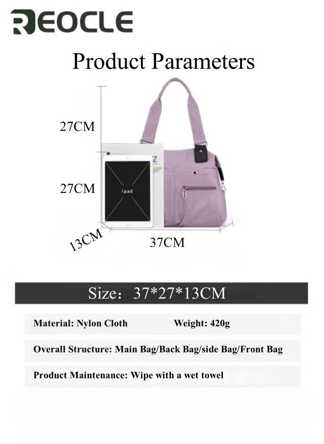 REOCLE Canvas Tote Bag Waterproof Nylon Multi Pocket Shoulder Bags Laptop Work Bag Purse and Handbags for Women & Men  - Image 4